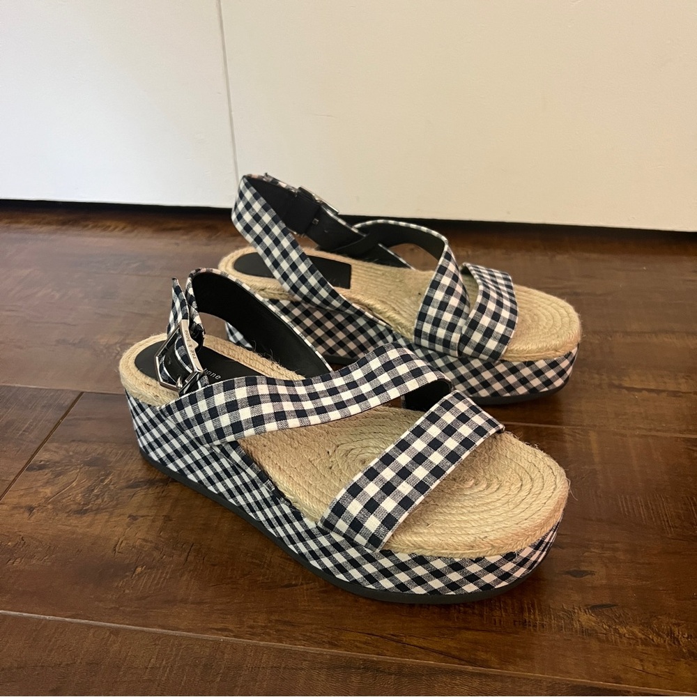 rag & bone Gingham Espadrille Platform Sandals